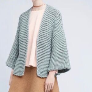 Anthropologie Chunky Knit Cardigan - Soft Blue